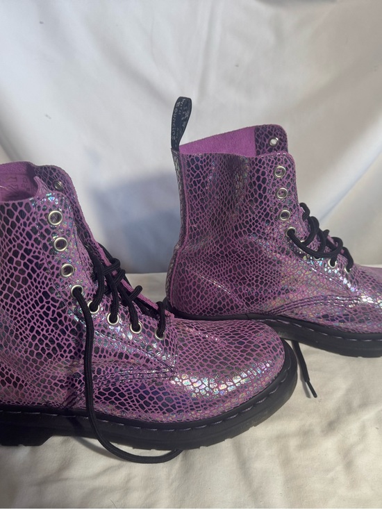 Dr. Martens Shoes - Dr Martens 1460 Pascal Boots Size 8 Doc Purple Snake Metallic Suede Gothic